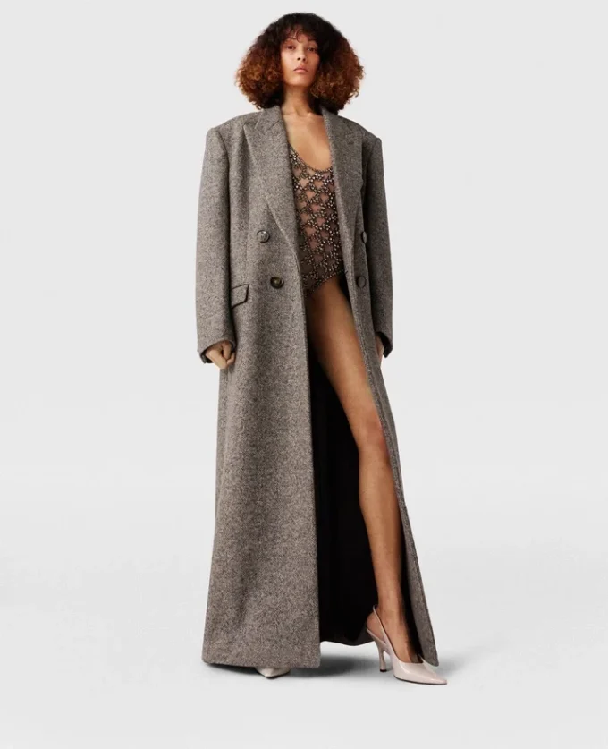 Double-Breasted Tweed Long Coat Double-Breasted Tweed Long Coat