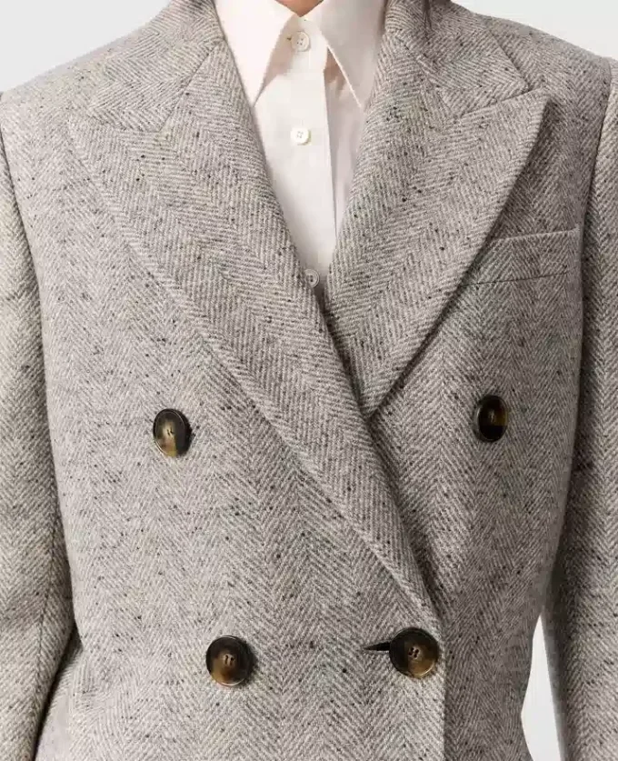 Double-Breasted Tweed Long Coat Double-Breasted Tweed Long Coat
