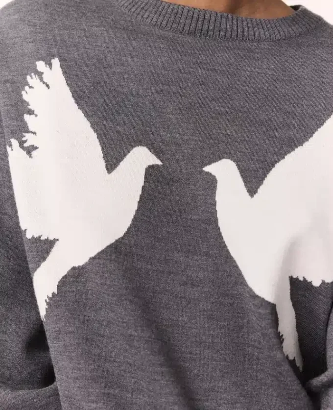 Dove Appliqué Crewneck Sweater Dove Appliqué Crewneck Sweater