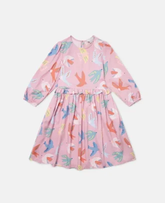 Dove Print Long-Sleeve Dress