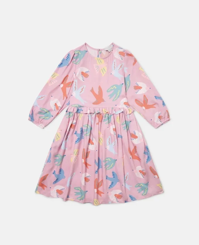 Dove Print Long-Sleeve Dress