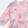 Dove Print Long-Sleeve Dress