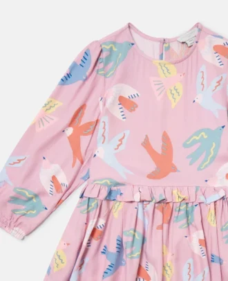 Dove Print Long-Sleeve Dress