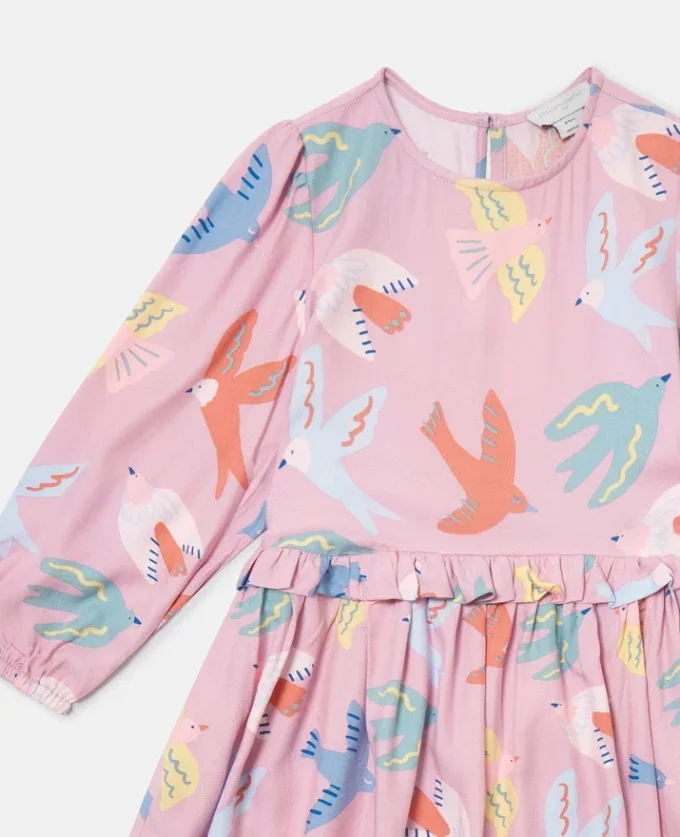 Dove Print Long-Sleeve Dress