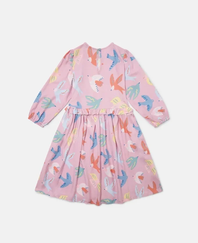 Dove Print Long-Sleeve Dress