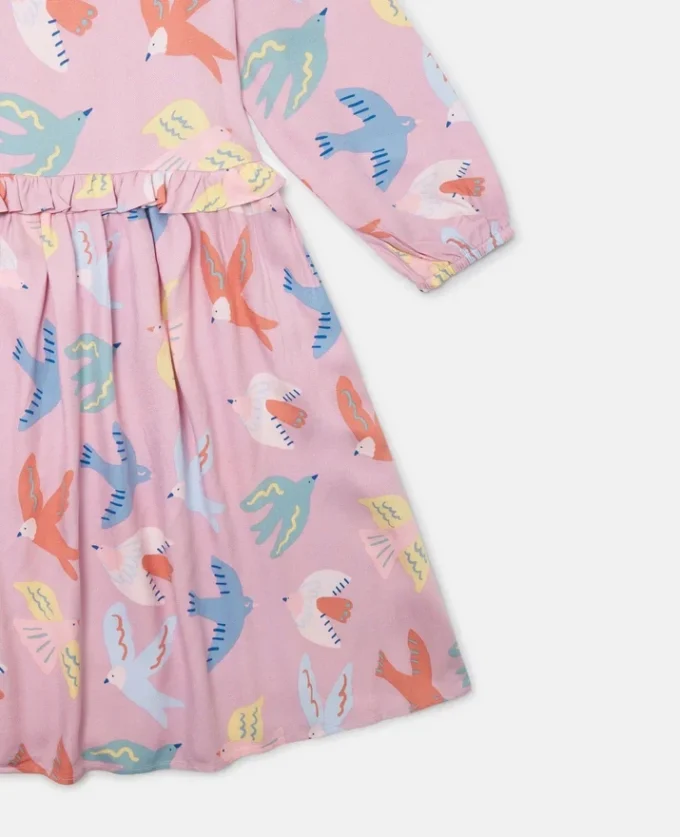 Dove Print Long-Sleeve Dress