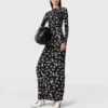 Dove Print Mesh Long-Sleeve Dress Dove Print Mesh Long-Sleeve Dress
