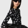 Dove Print Mesh Long-Sleeve Dress Dove Print Mesh Long-Sleeve Dress