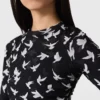 Dove Print Mesh Long-Sleeve Dress Dove Print Mesh Long-Sleeve Dress