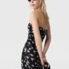 Dove Print Mesh Strapless Midi Dress Dove Print Mesh Strapless Midi Dress
