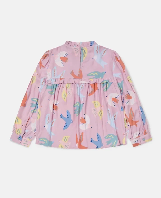 Dove Print Pleated Long-Sleeve Top Dove Print Pleated Long-Sleeve Top