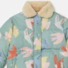 Dove Print Teddy Collar Puffer Coat Dove Print Teddy Collar Puffer Coat