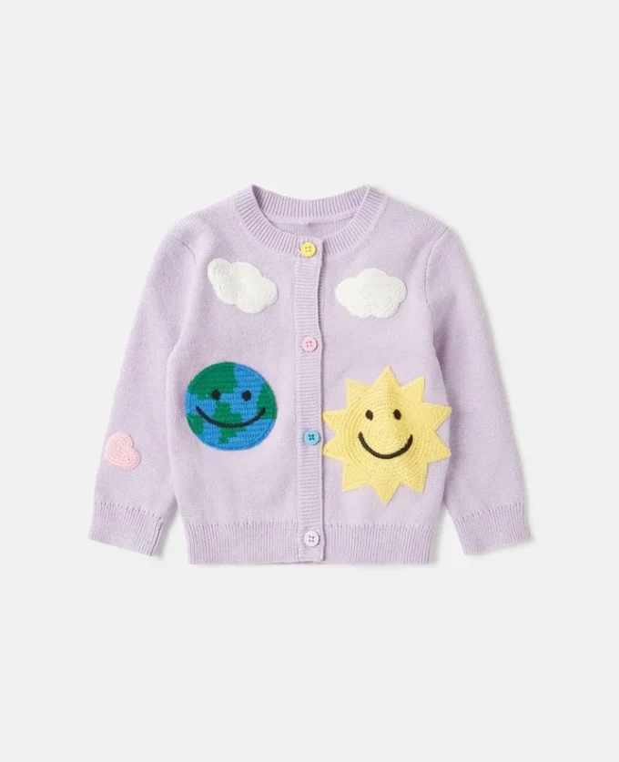 Earth Friends Graphic Embroidered Cardigan Earth Friends Graphic Embroidered Cardigan