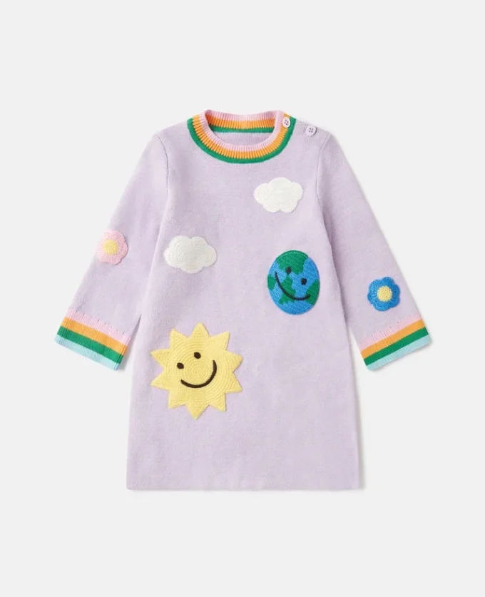 Earth Friends Graphic Embroidered Sweater Dress Earth Friends Graphic Embroidered Sweater Dress
