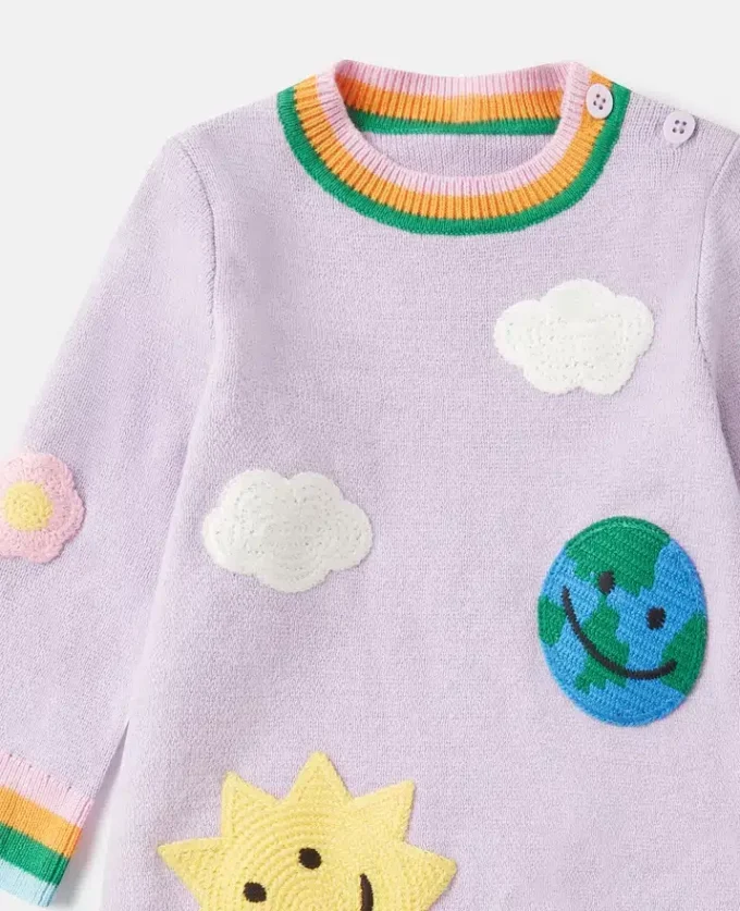 Earth Friends Graphic Embroidered Sweater Dress Earth Friends Graphic Embroidered Sweater Dress