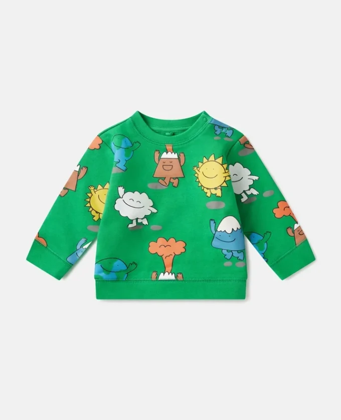 Earth Friends Print Crewneck Sweatshirt Earth Friends Print Crewneck Sweatshirt