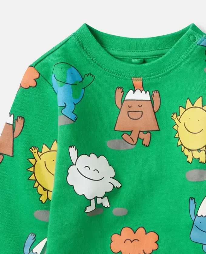 Earth Friends Print Crewneck Sweatshirt Earth Friends Print Crewneck Sweatshirt