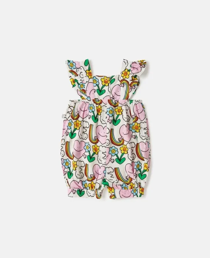 Earth Friends Print Frilled Strap Romper Earth Friends Print Frilled Strap Romper