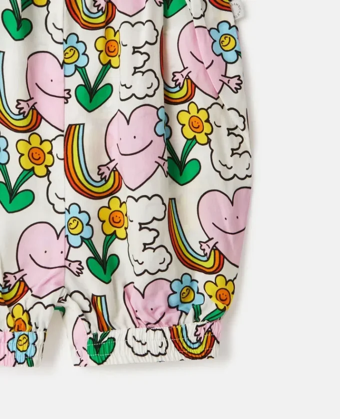 Earth Friends Print Frilled Strap Romper Earth Friends Print Frilled Strap Romper