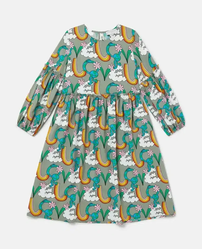 Earth Friends Print Long-Sleeve Dress Earth Friends Print Long-Sleeve Dress