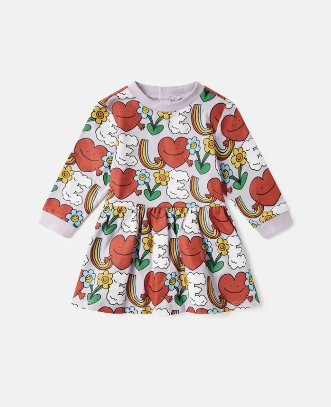 Earth Friends Print Long-Sleeve Dress Earth Friends Print Long-Sleeve Dress