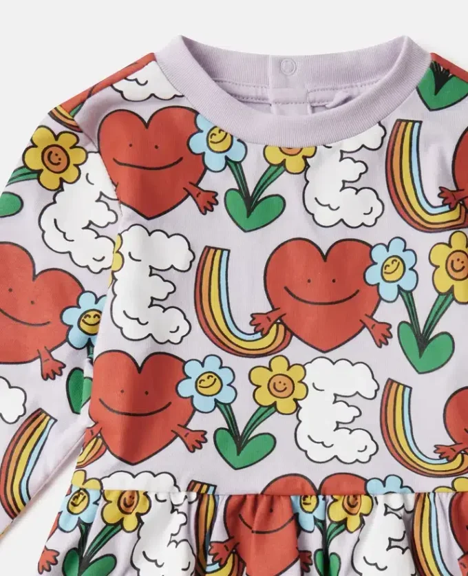 Earth Friends Print Long-Sleeve Dress Earth Friends Print Long-Sleeve Dress