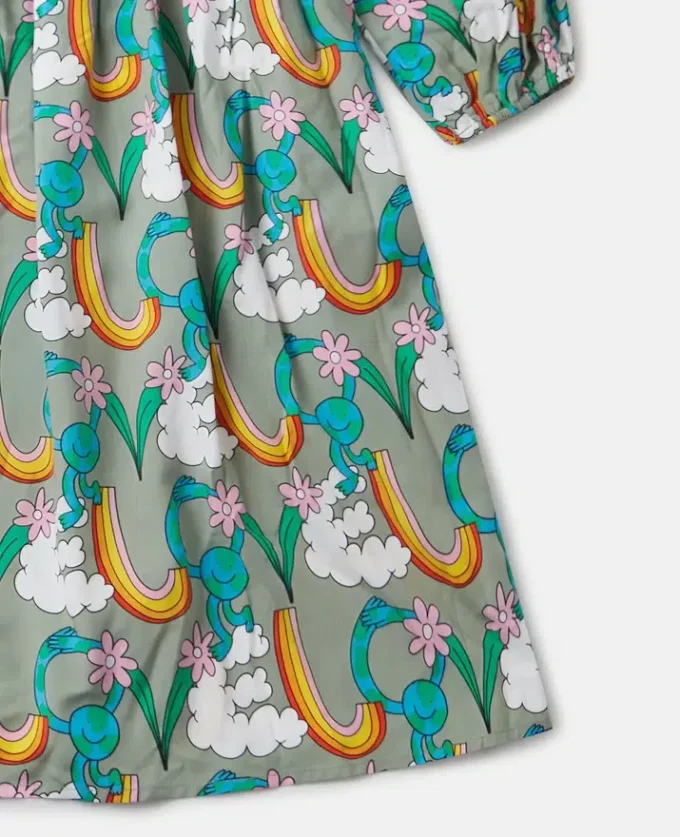 Earth Friends Print Long-Sleeve Dress Earth Friends Print Long-Sleeve Dress