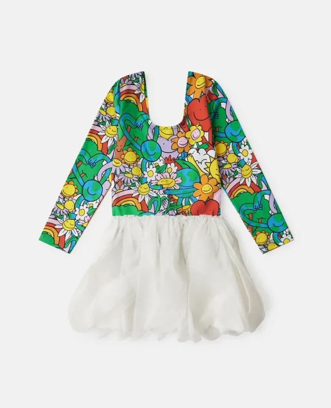 Earth Friends Print Tulle Petals Dress Earth Friends Print Tulle Petals Dress