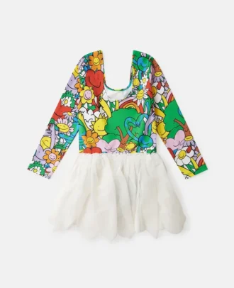 Earth Friends Print Tulle Petals Dress