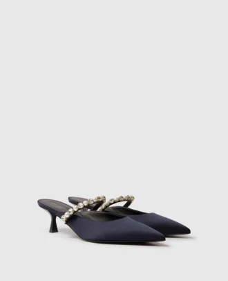 Elsa Pearl-Embellished Kitten Heels