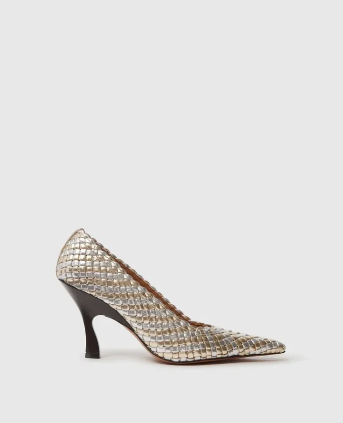 Elsa Woven Metallic Kitten Heel Pump Elsa Woven Metallic Kitten Heel Pump