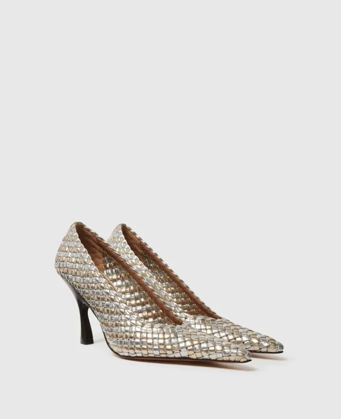 Elsa Woven Metallic Kitten Heel Pump Elsa Woven Metallic Kitten Heel Pump