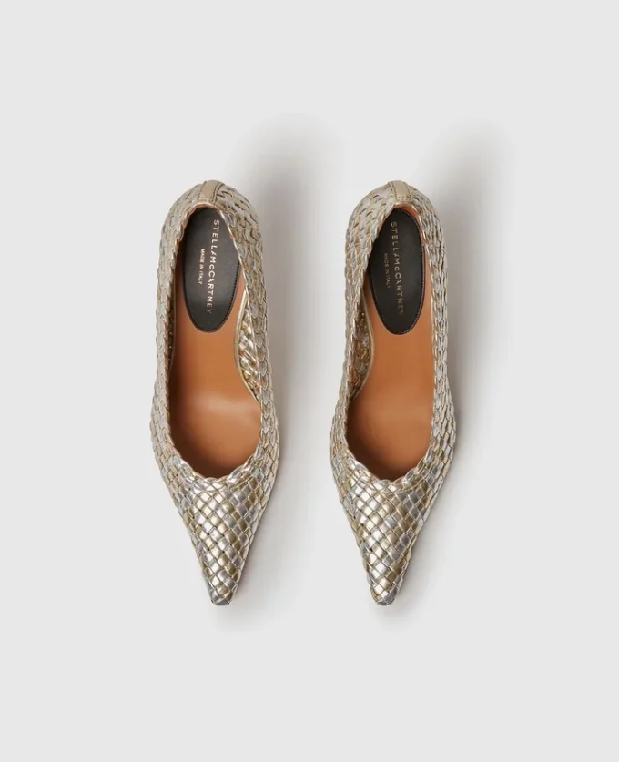 Elsa Woven Metallic Kitten Heel Pump Elsa Woven Metallic Kitten Heel Pump
