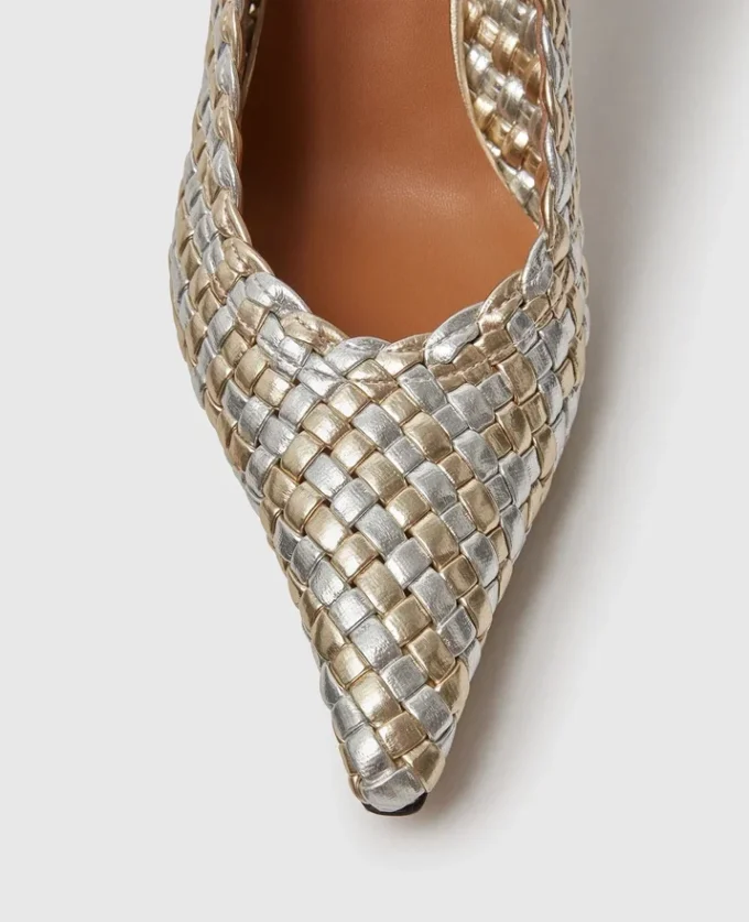 Elsa Woven Metallic Kitten Heel Pump Elsa Woven Metallic Kitten Heel Pump