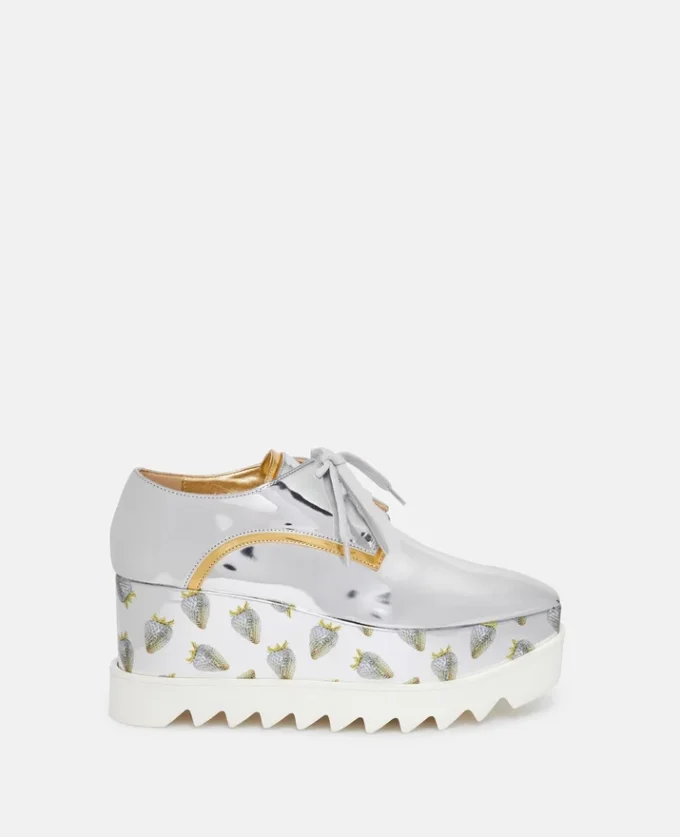 Elyse Strawberry-Print Metallic Platform Shoes Elyse Strawberry-Print Metallic Platform Shoes