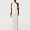 Embellished Halterneck Asymmetric Satin Dress Embellished Halterneck Asymmetric Satin Dress