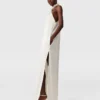 Embellished Halterneck Asymmetric Satin Dress Embellished Halterneck Asymmetric Satin Dress