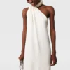 Embellished Halterneck Asymmetric Satin Dress Embellished Halterneck Asymmetric Satin Dress