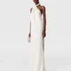 Embellished Halterneck Asymmetric Satin Dress Embellished Halterneck Asymmetric Satin Dress