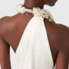 Embellished Halterneck Asymmetric Satin Dress Embellished Halterneck Asymmetric Satin Dress