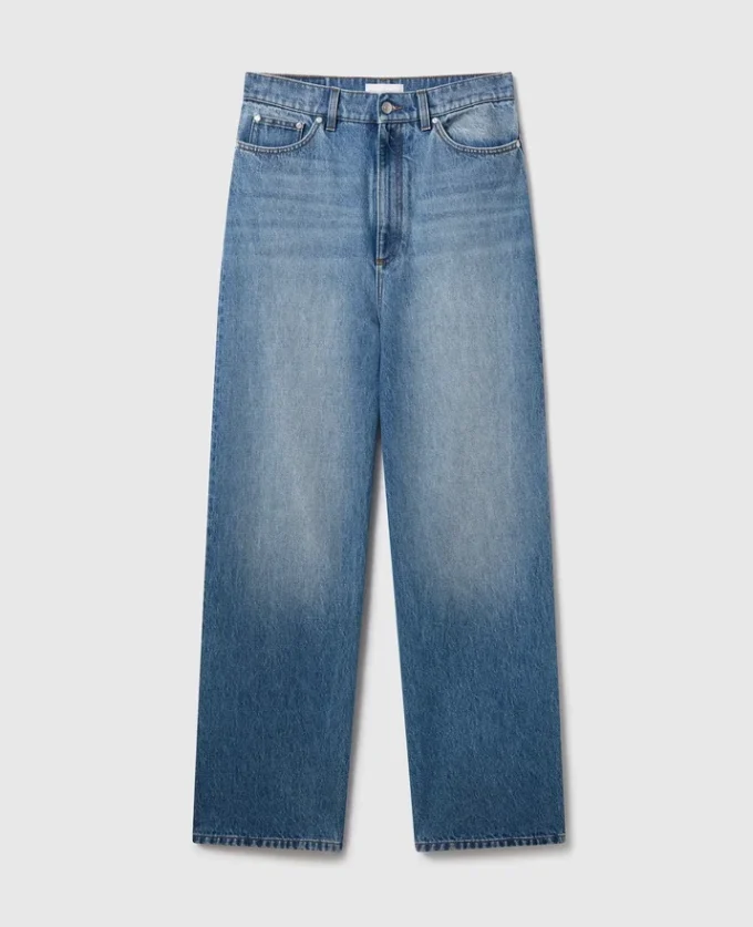 Faded Wide-Leg High-Rise Denim Jeans Faded Wide-Leg High-Rise Denim Jeans