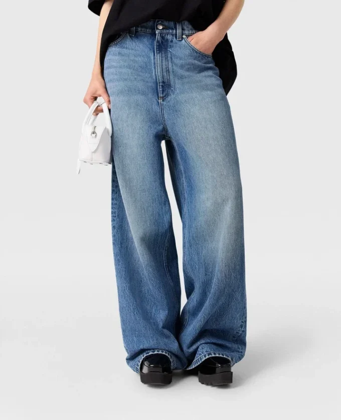 Faded Wide-Leg High-Rise Denim Jeans Faded Wide-Leg High-Rise Denim Jeans