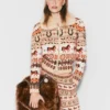 Fair Isle Plush-Collar Wool Cardigan Fair Isle Plush-Collar Wool Cardigan