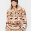 Fair Isle Plush-Collar Wool Cardigan Fair Isle Plush-Collar Wool Cardigan