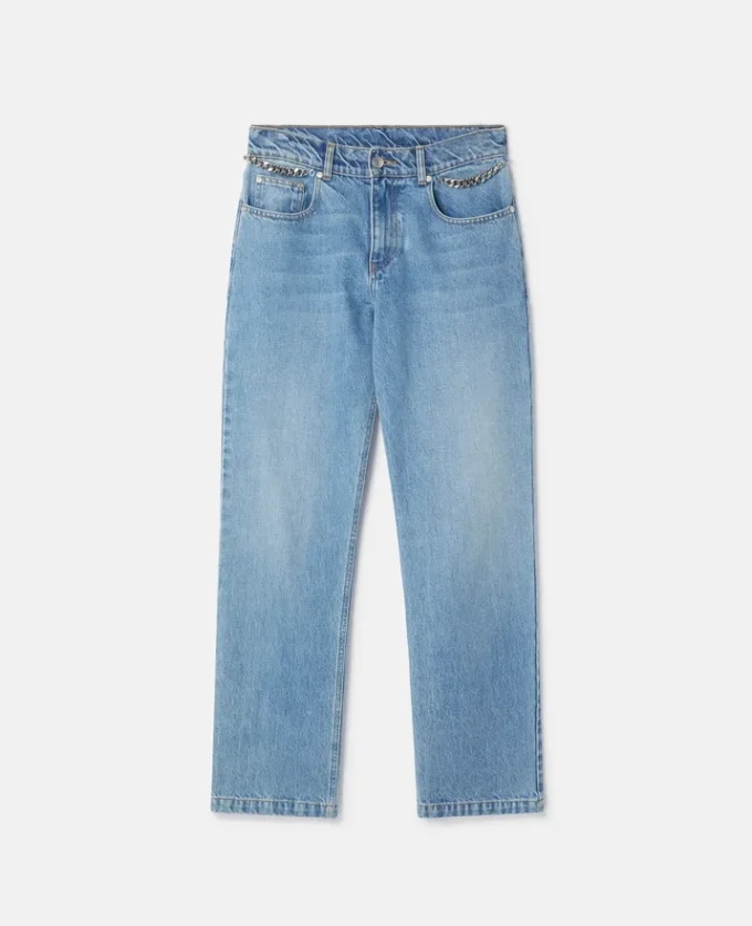 Falabella Chain Light Wash Cropped Jeans