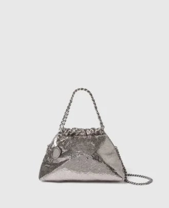 Falabella Cracked Metallic Drawstring Crossbody Bag
