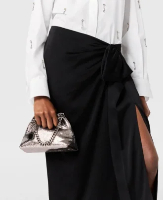 Falabella Cracked Metallic Drawstring Crossbody Bag