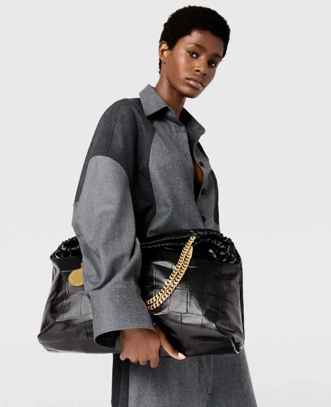 Falabella Crocodile-Embossed Drawstring Tote Bag Falabella Crocodile-Embossed Drawstring Tote Bag