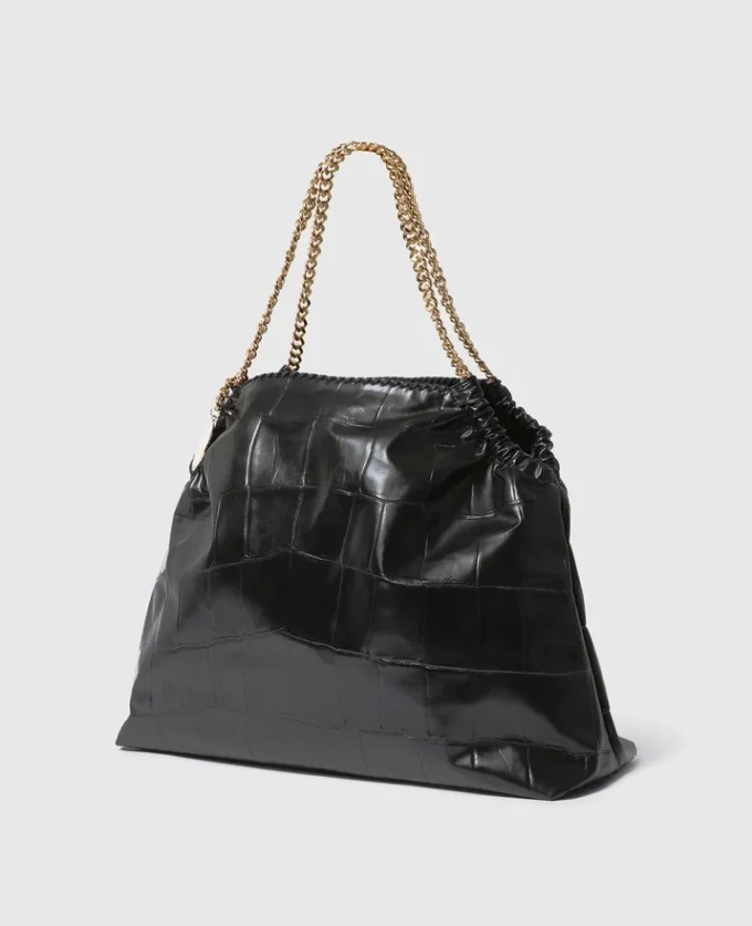 Falabella Crocodile-Embossed Drawstring Tote Bag Falabella Crocodile-Embossed Drawstring Tote Bag