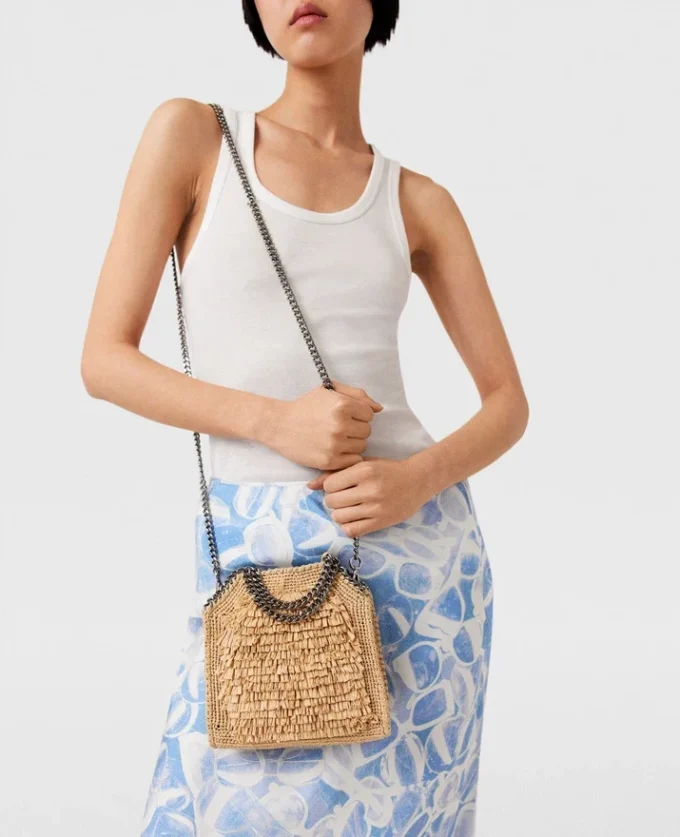 Falabella Raffia Tiny Tote Bag Falabella Raffia Tiny Tote Bag